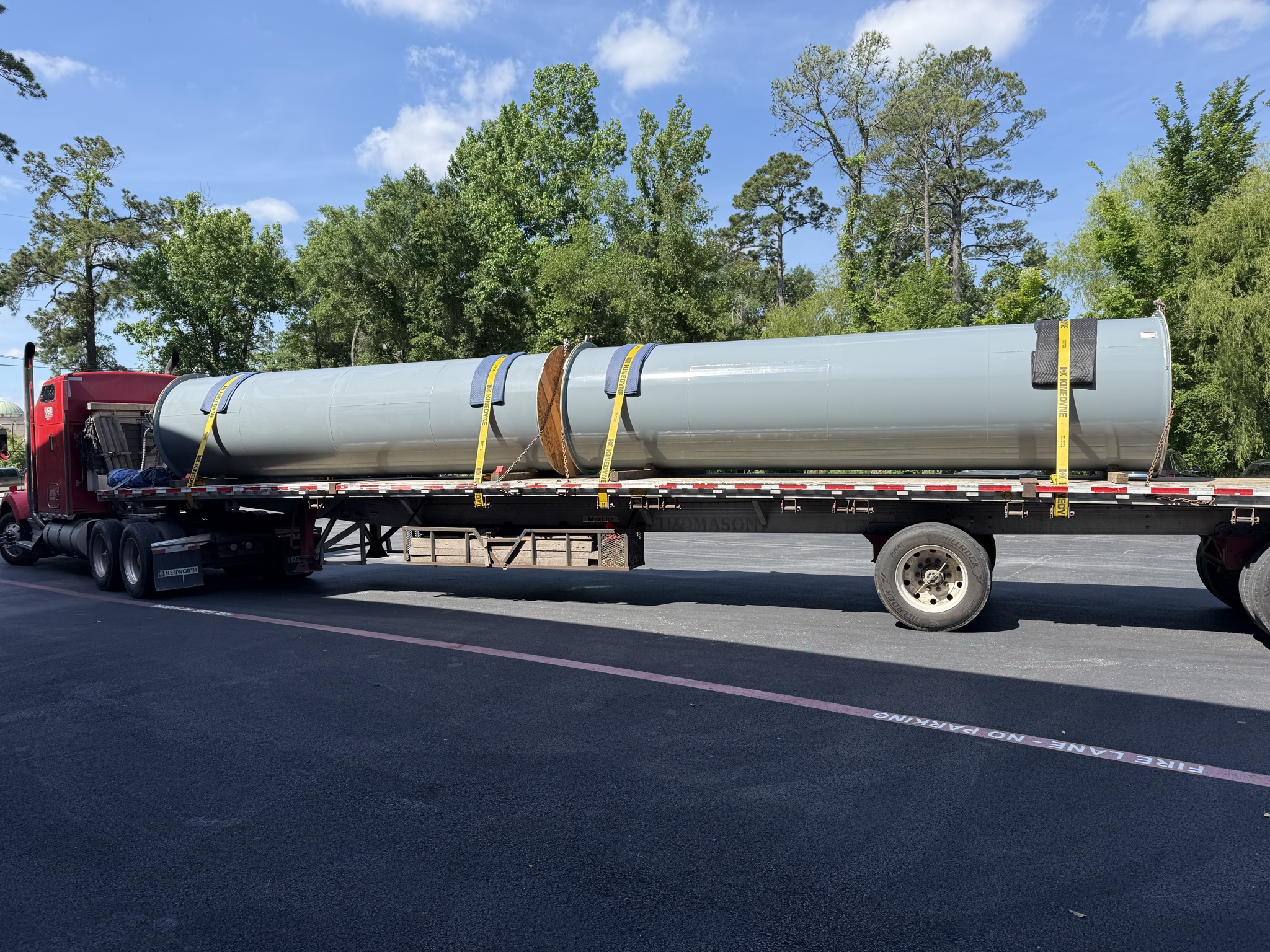 RIGID flatbed truck hauling freight